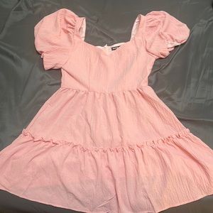 Light Pink Ruffle Dress with Puffy Sleeves